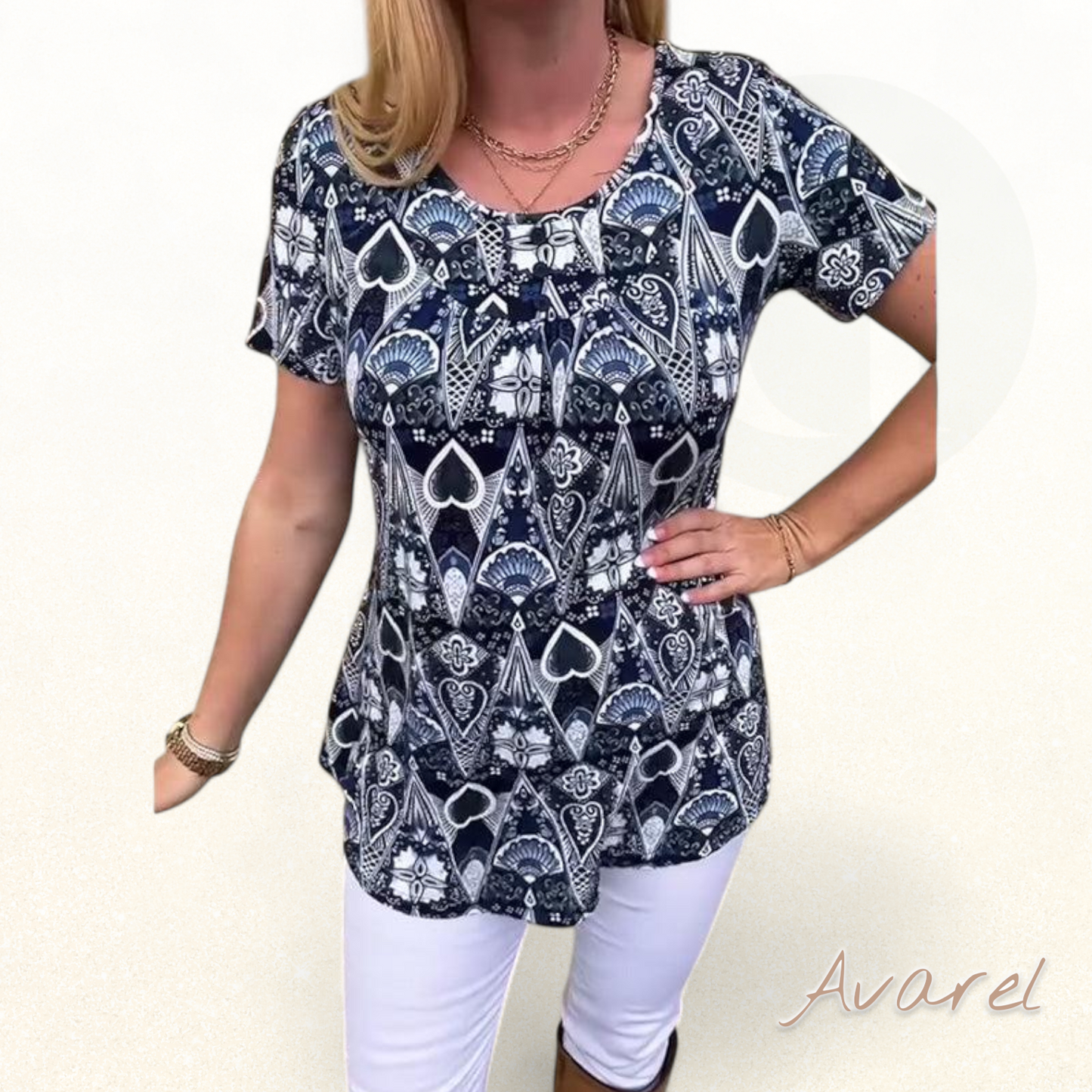 lässigs Retro-T-Shirt mit Rundhalsausschnitt und trendigem Druck