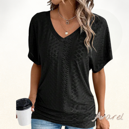 Stilvolls einfarbiges V-Ausschnitt T-Shirt für de Casual-Look