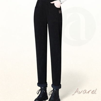 Luxuriösi Warm Hochtaillierte Hose mit Flauschigem Wollfutter