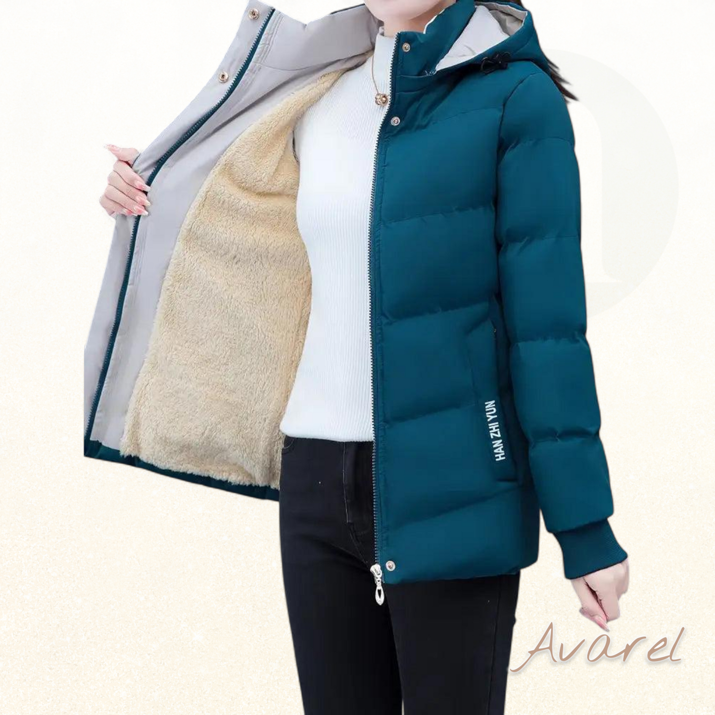 Bequemi warmi Übergangsjacke mit Kapuze im klassischem einfarbige Design