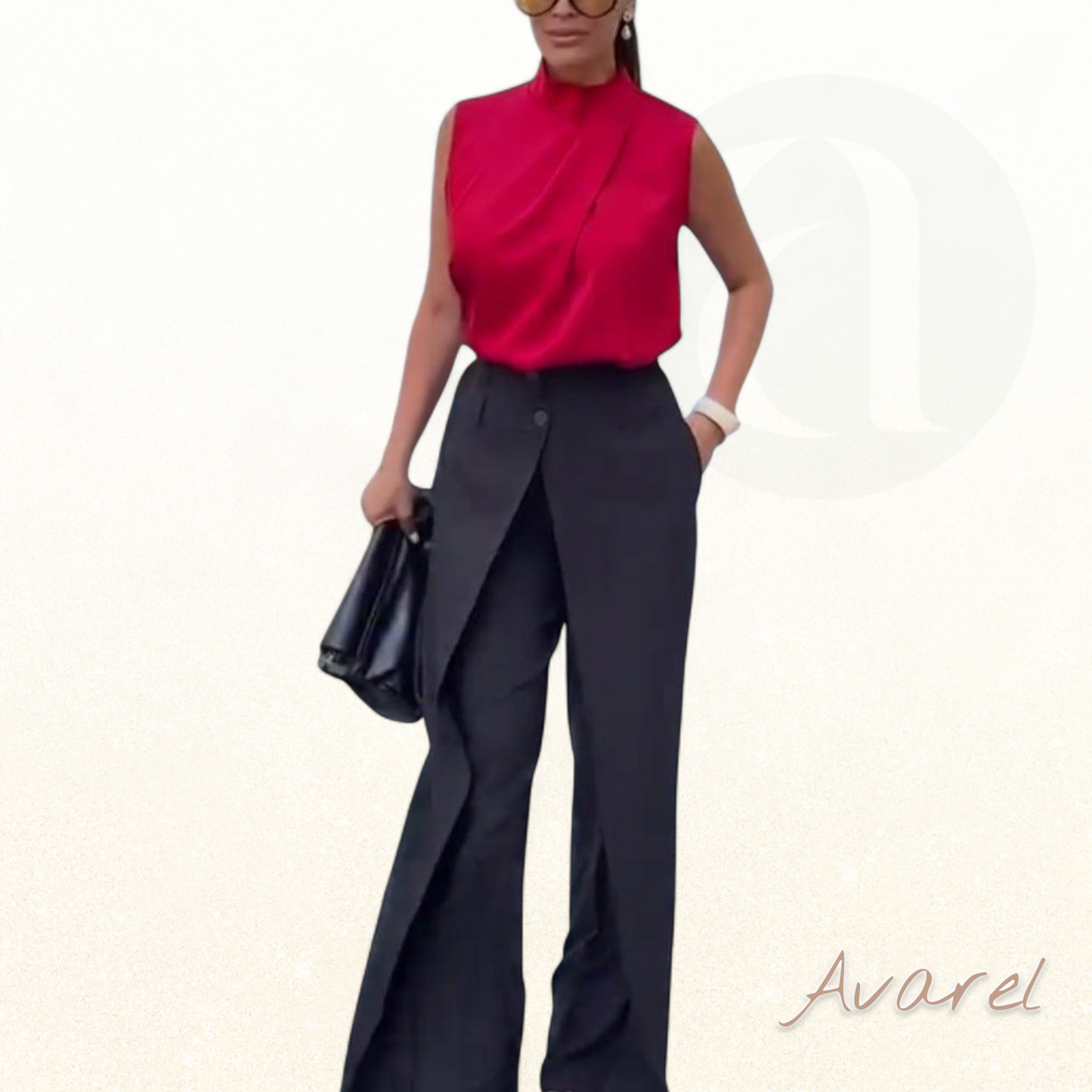 Asymmetrisch geschichtete Hose mit weitem Bein für modische Bequemlichkeit