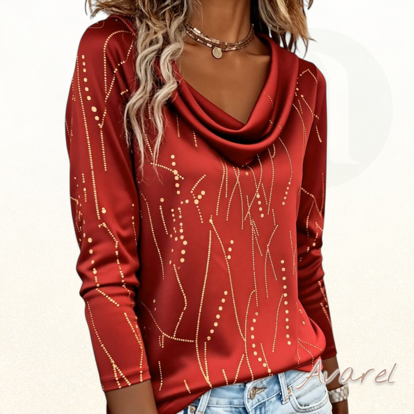 Stylisher bedruckter Top mit Cowl-Ausschnitt für modebegeisterti Trendfans