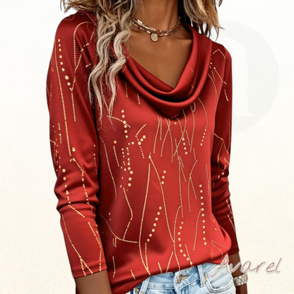 Stylisher bedruckter Top mit Cowl-Ausschnitt für modebegeisterti Trendfans