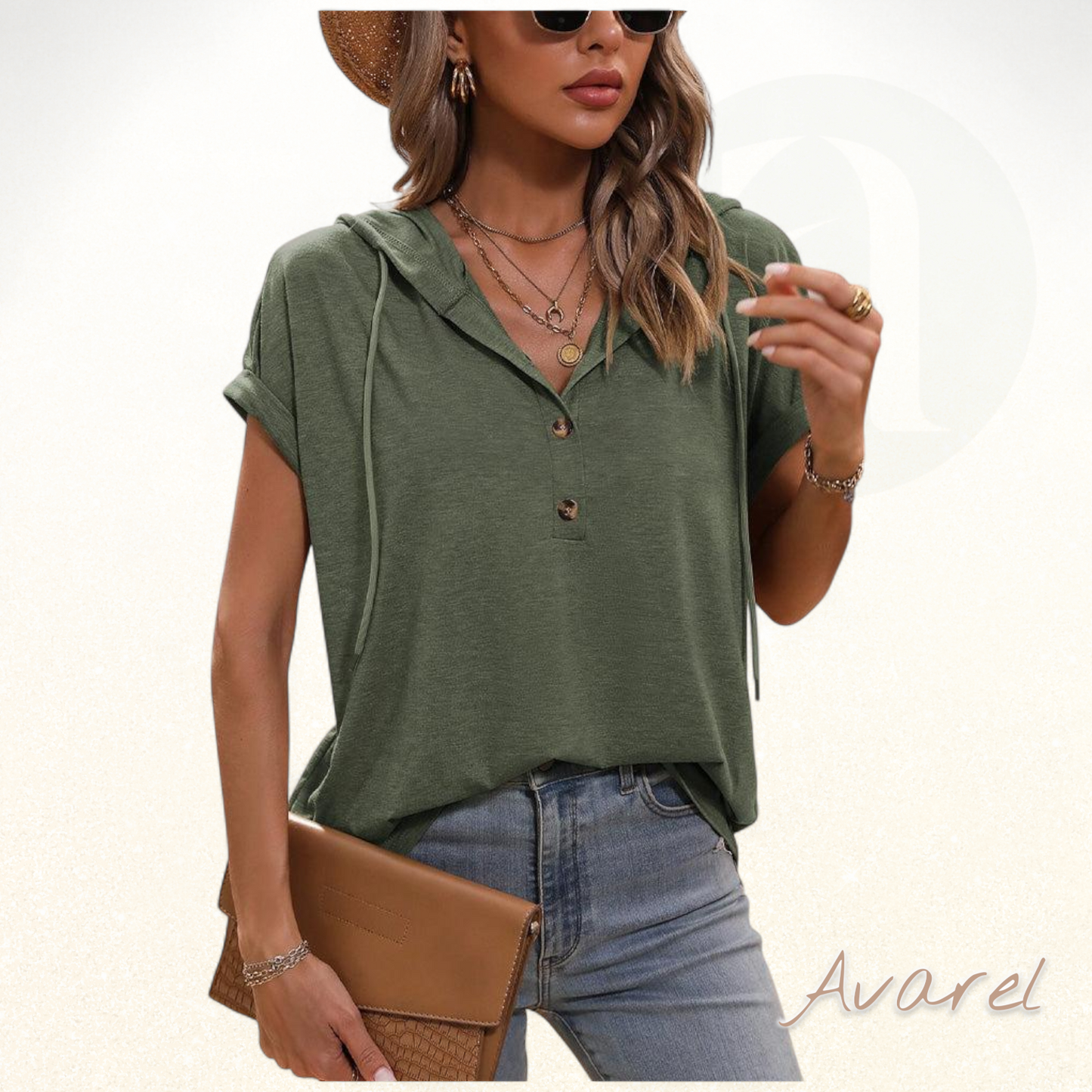 Bequeme Kapuzen-T-Shirt mit Kordelzug und Kurzarm für de lässige Stil