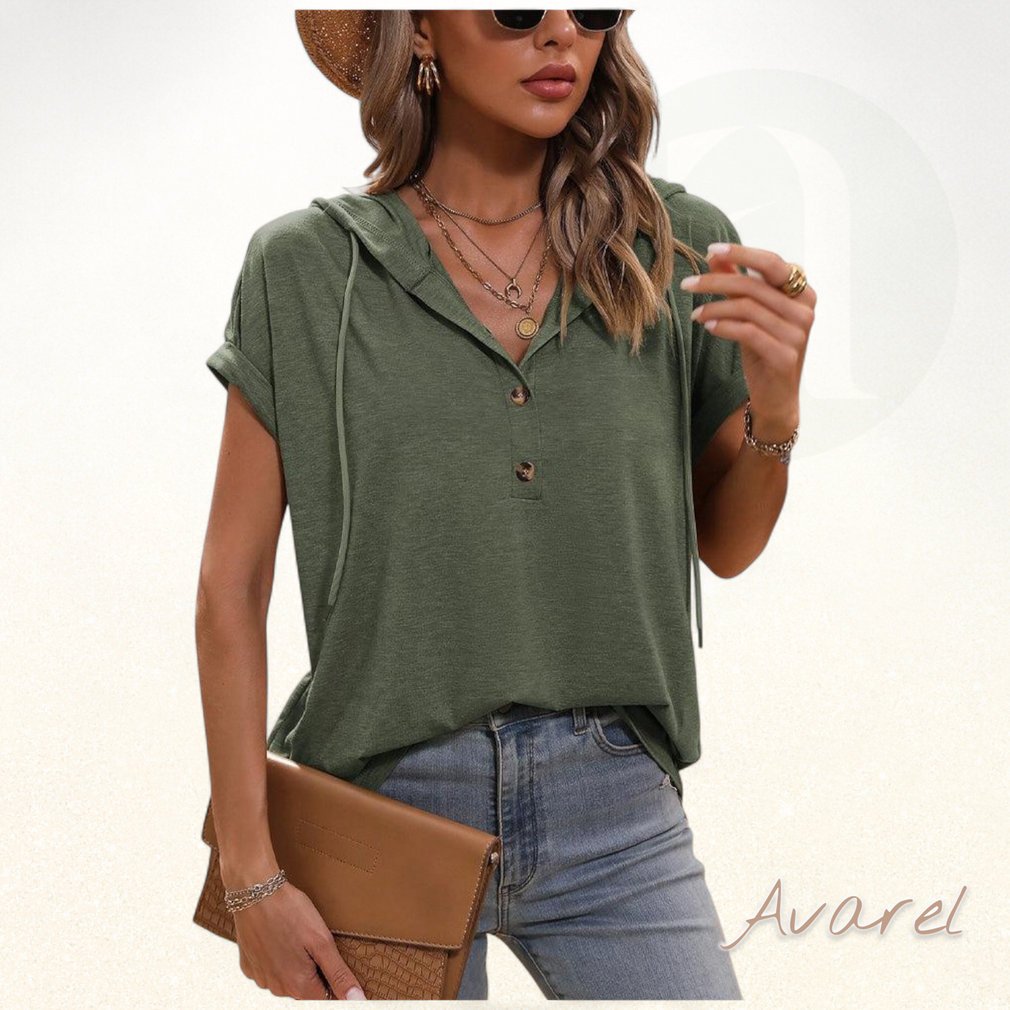 Bequeme Kapuzen-T-Shirt mit Kordelzug und Kurzarm für de lässige Stil