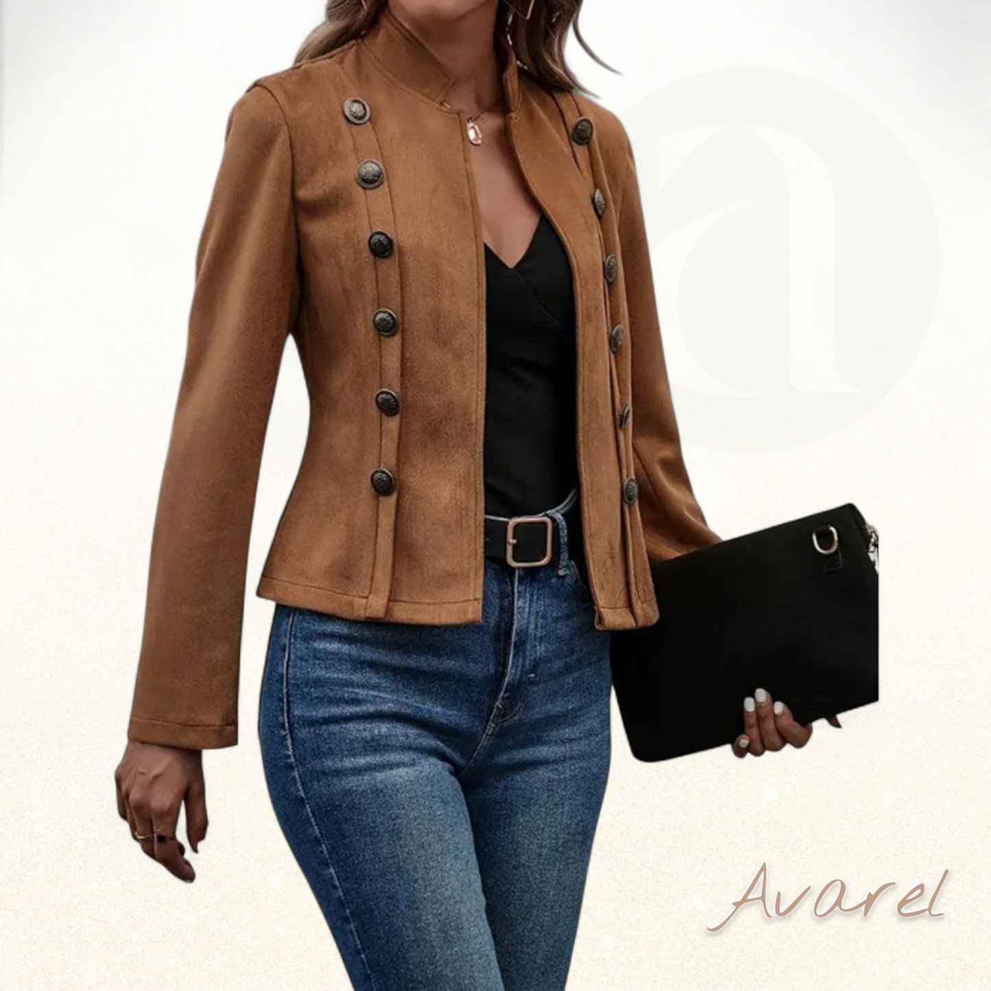 Elegant zweireihigi einfarbige Jacke für stilbewussti Look