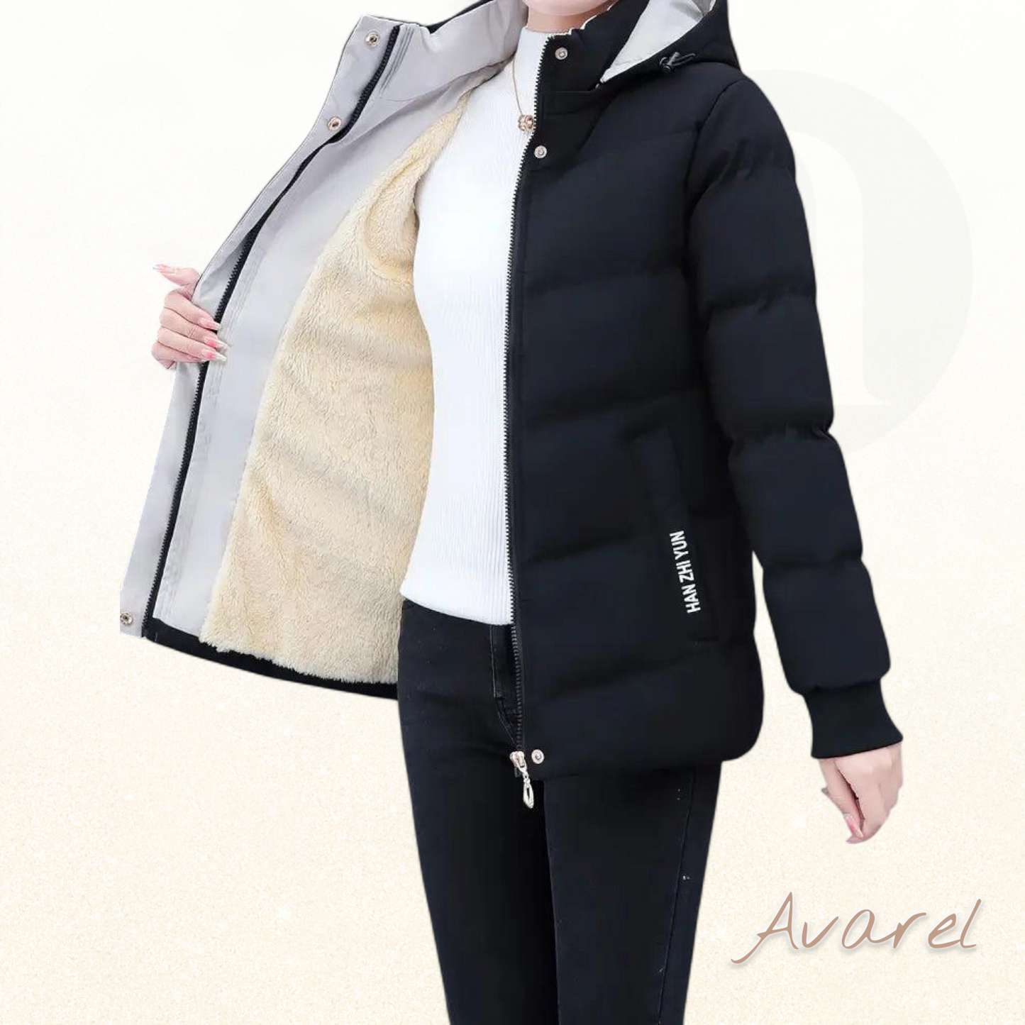 Bequemi warmi Übergangsjacke mit Kapuze im klassischem einfarbige Design