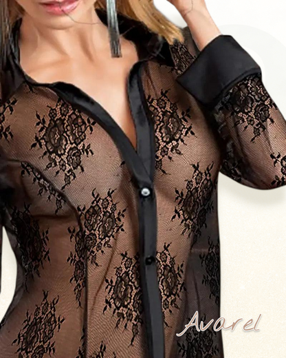 Verführerische einfarbigi Nachtwäsche mit sexy Spitze für unwiderstehliche Auftritt