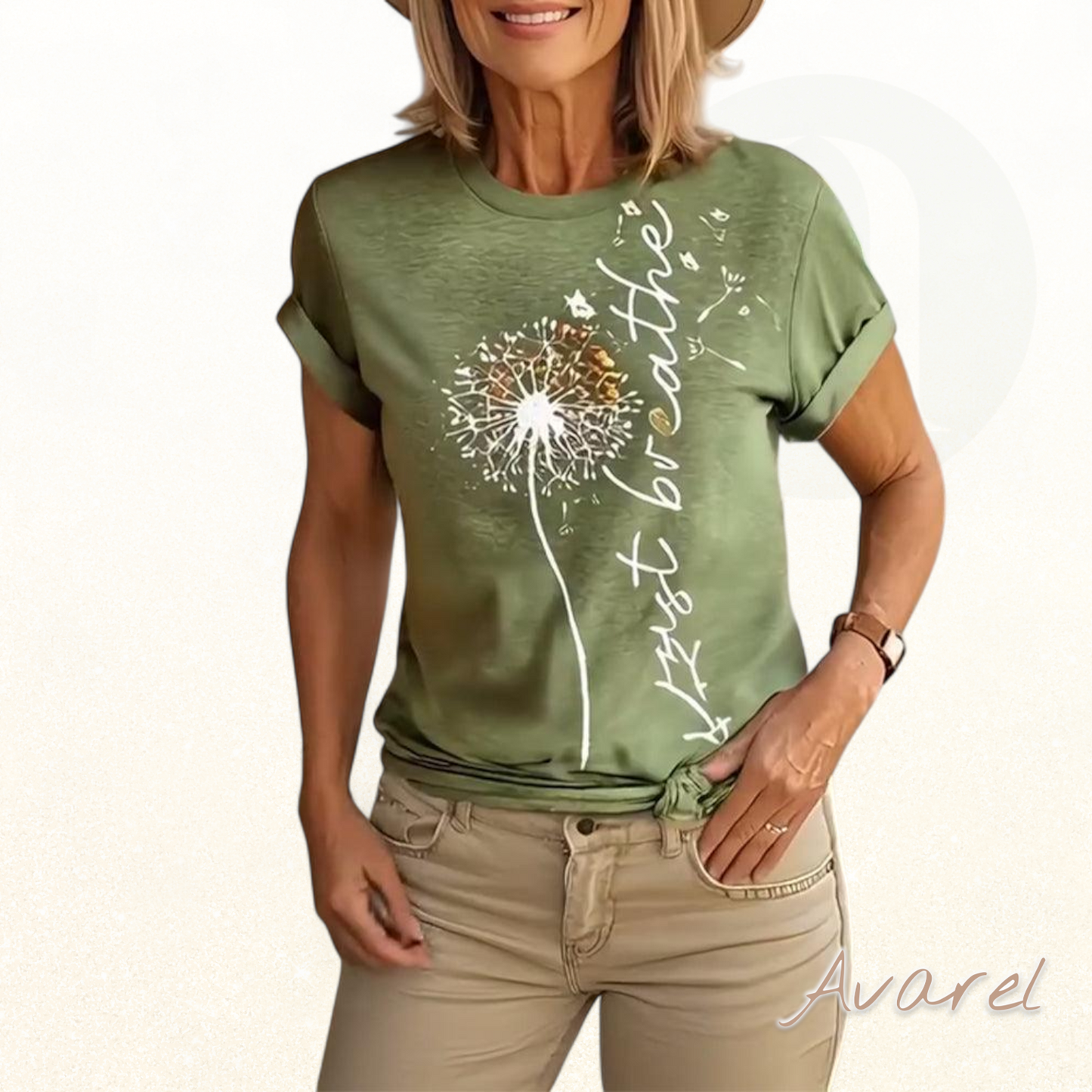 Stylischs Churzarm-T-Shirt mit verzauberndem Löwenzahn-Motiv