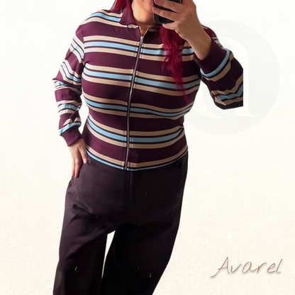 Stylisch doppelseitigi streifeti Jacke mit Reissverschluss