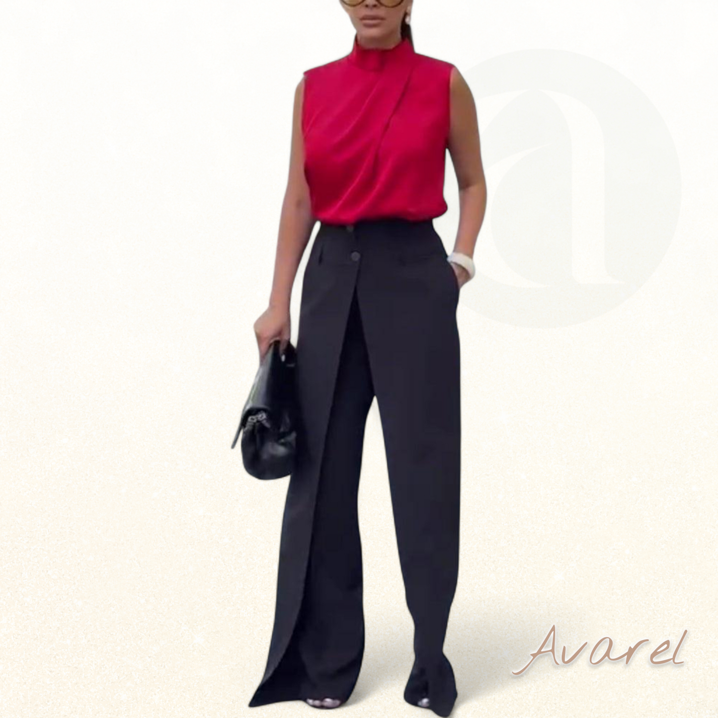 Asymmetrisch geschichtete Hose mit weitem Bein für modische Bequemlichkeit