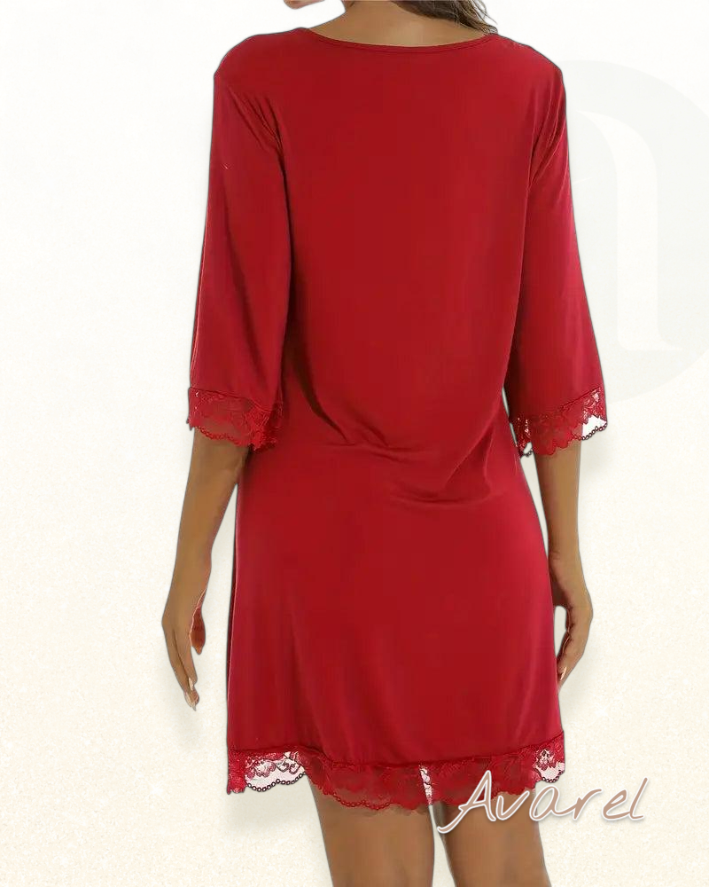 Elegantes V-Ausschnitt Kleid mit verführerischem Spitzen-Einsatz für stilvolle Auftritte