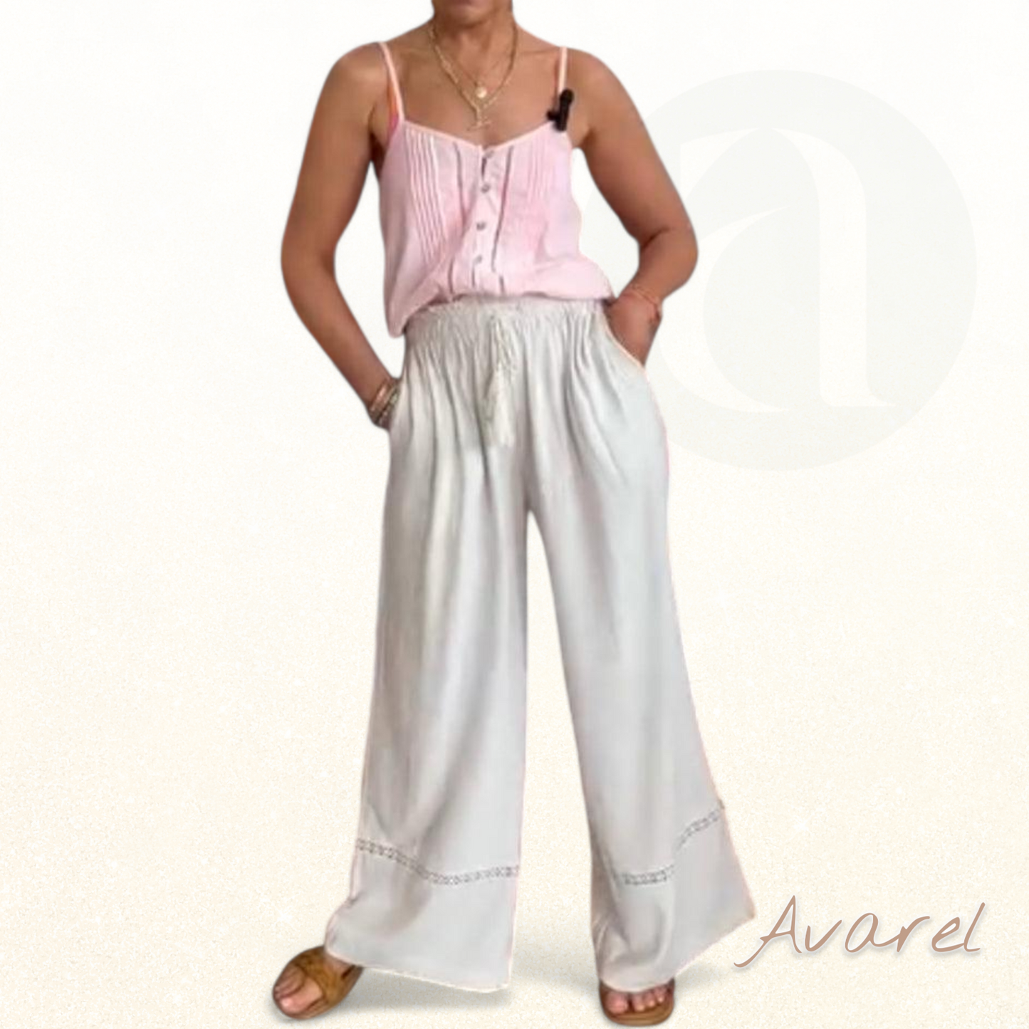 Bequemi Einfarbigi Hose mit Wiit Beini und Praktischä Tasche