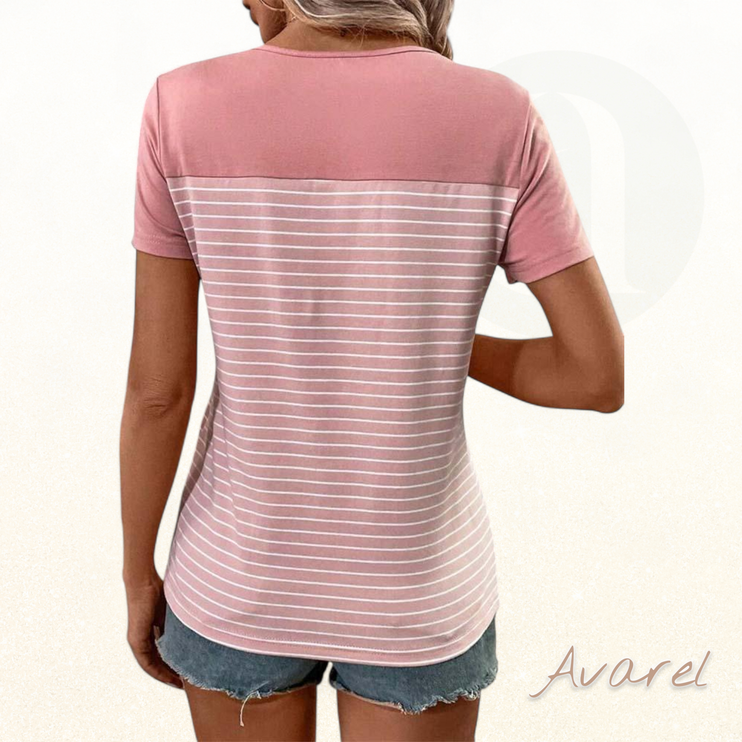 Stilvoller Churzärm T-Shirt mit Streifen-Design und kontrastierende Details