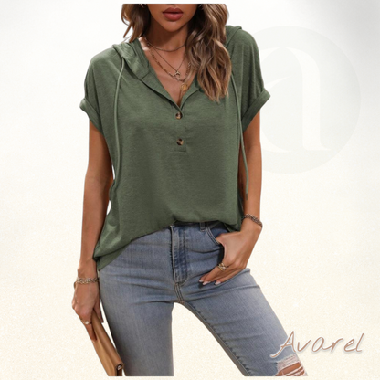 Bequeme Kapuzen-T-Shirt mit Kordelzug und Kurzarm für de lässige Stil