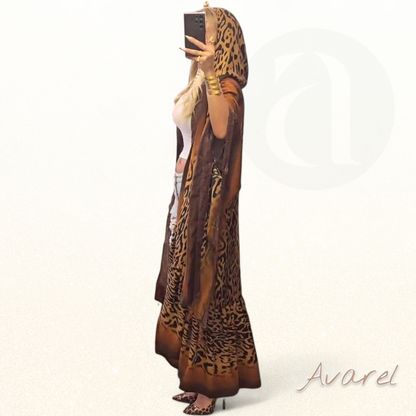 Elegante Mantel mit Batwing-Ärmeln und stilvollem Leopardenmuster