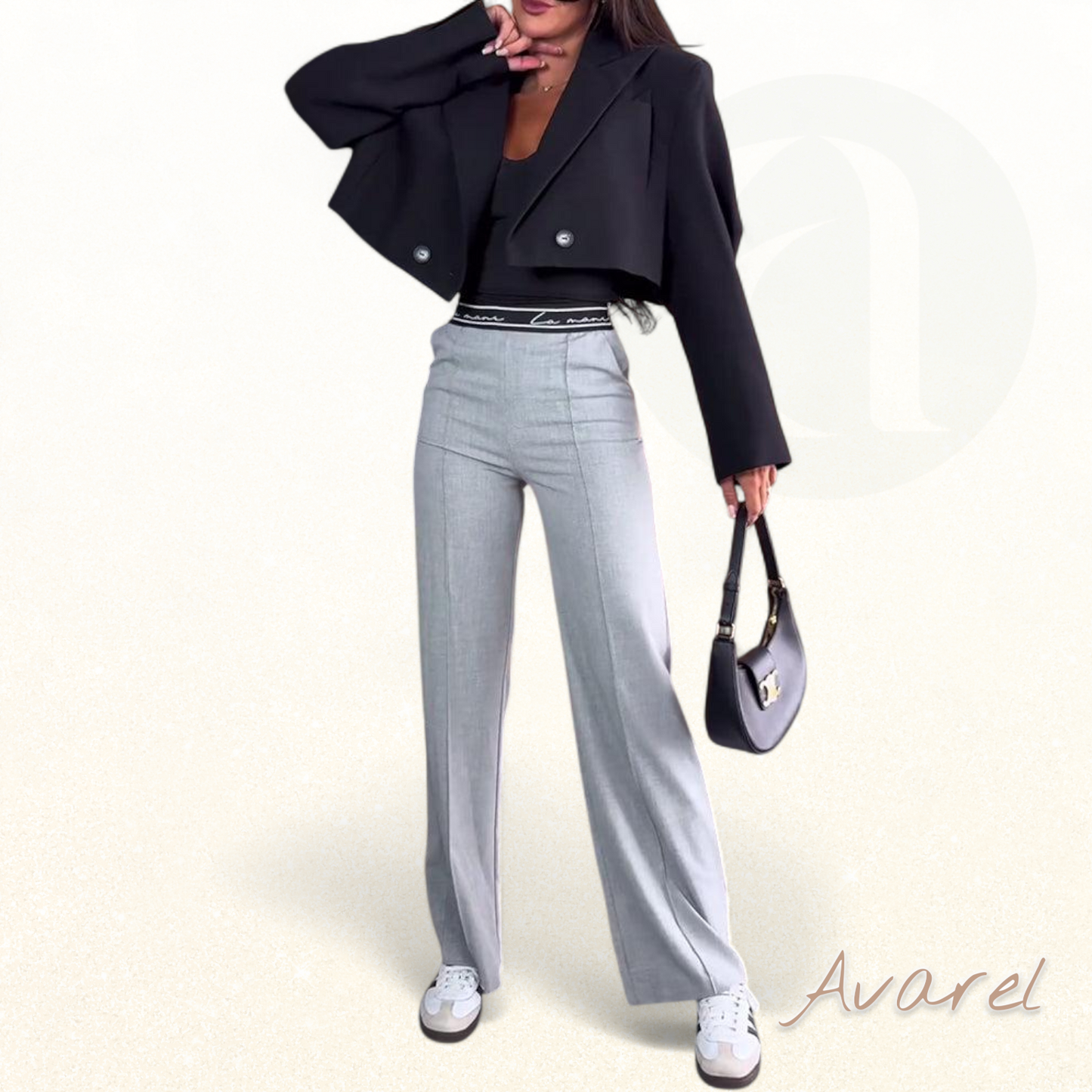 Bequemi gerade Hose in Uni-Farb mit praktische Reißverschlusstasche