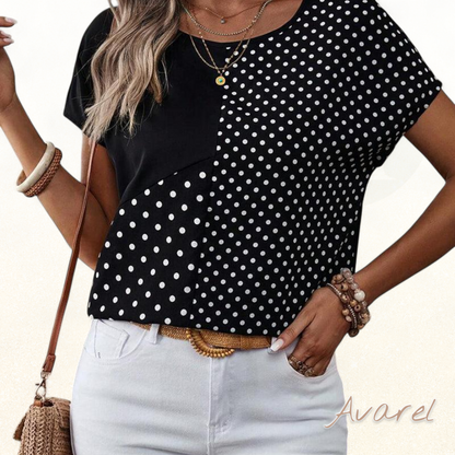 Schöns Polka-Dot T-Shirt mit Rundhalsausschnitt für e'n modische Look