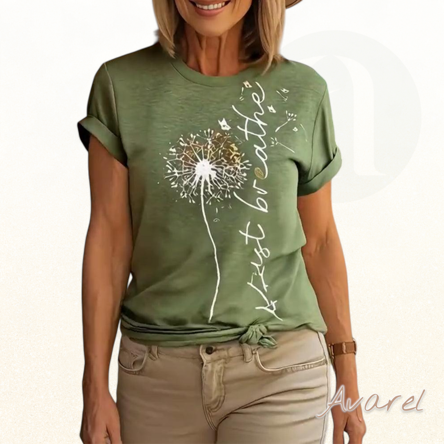 Stylischs Churzarm-T-Shirt mit verzauberndem Löwenzahn-Motiv