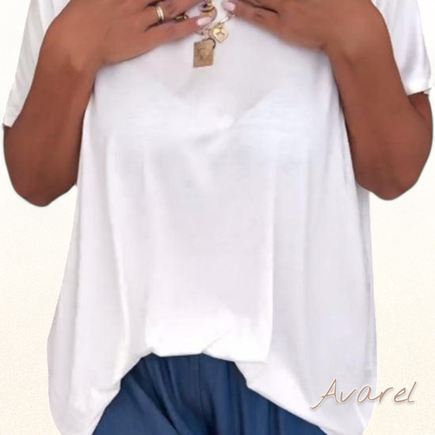 Einklaregiisiges Kurzaarm-T-Shirt mit Rundhalsausschnitt – Stilvoll und bequem