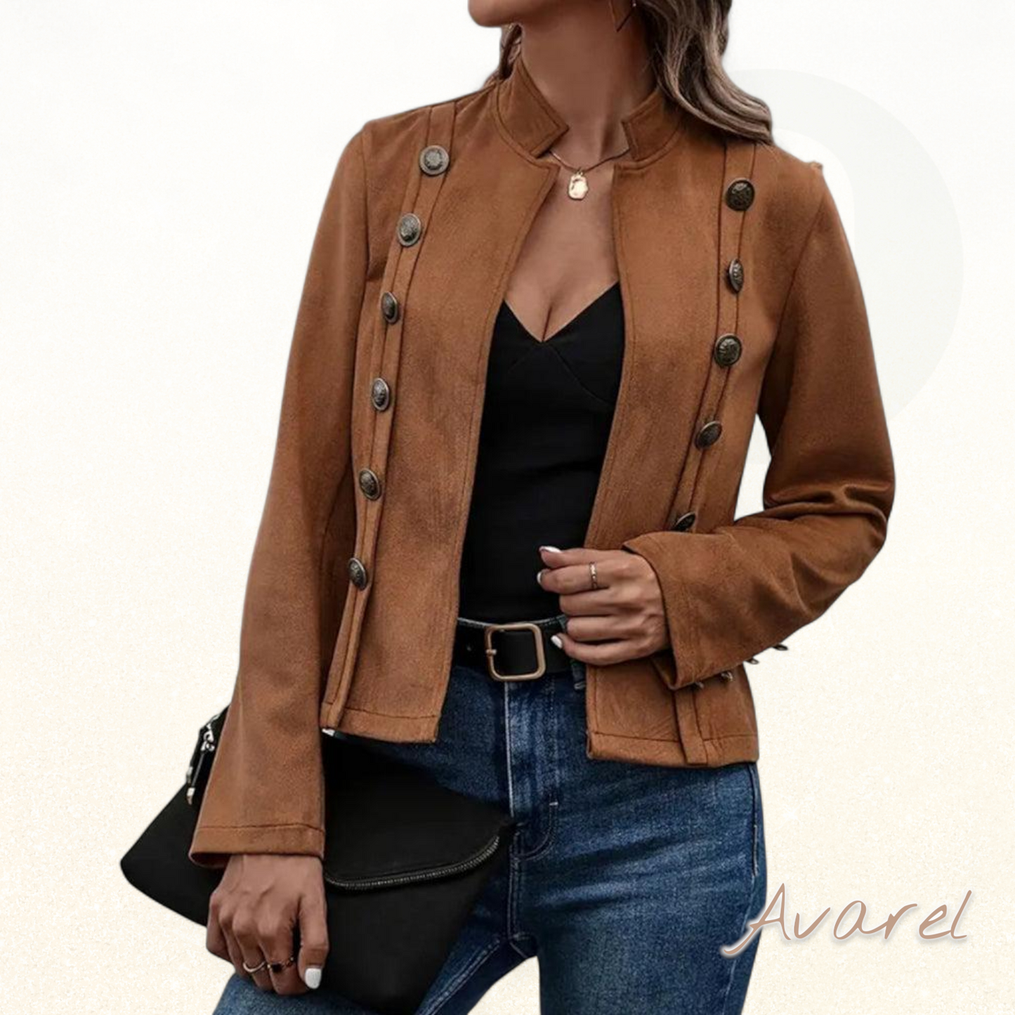 Elegant zweireihigi einfarbige Jacke für stilbewussti Look