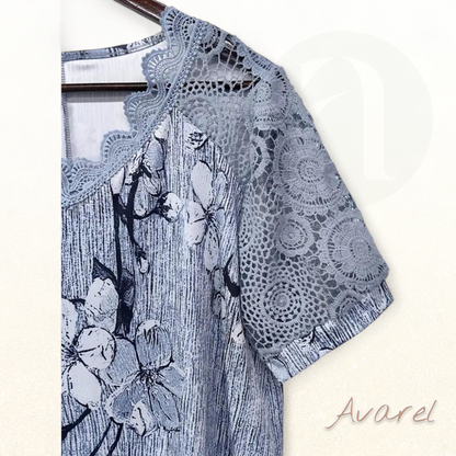 Stylisch T-Shirt mit Spitze, Häkel-Details und Hingucker-Patchwork-Design