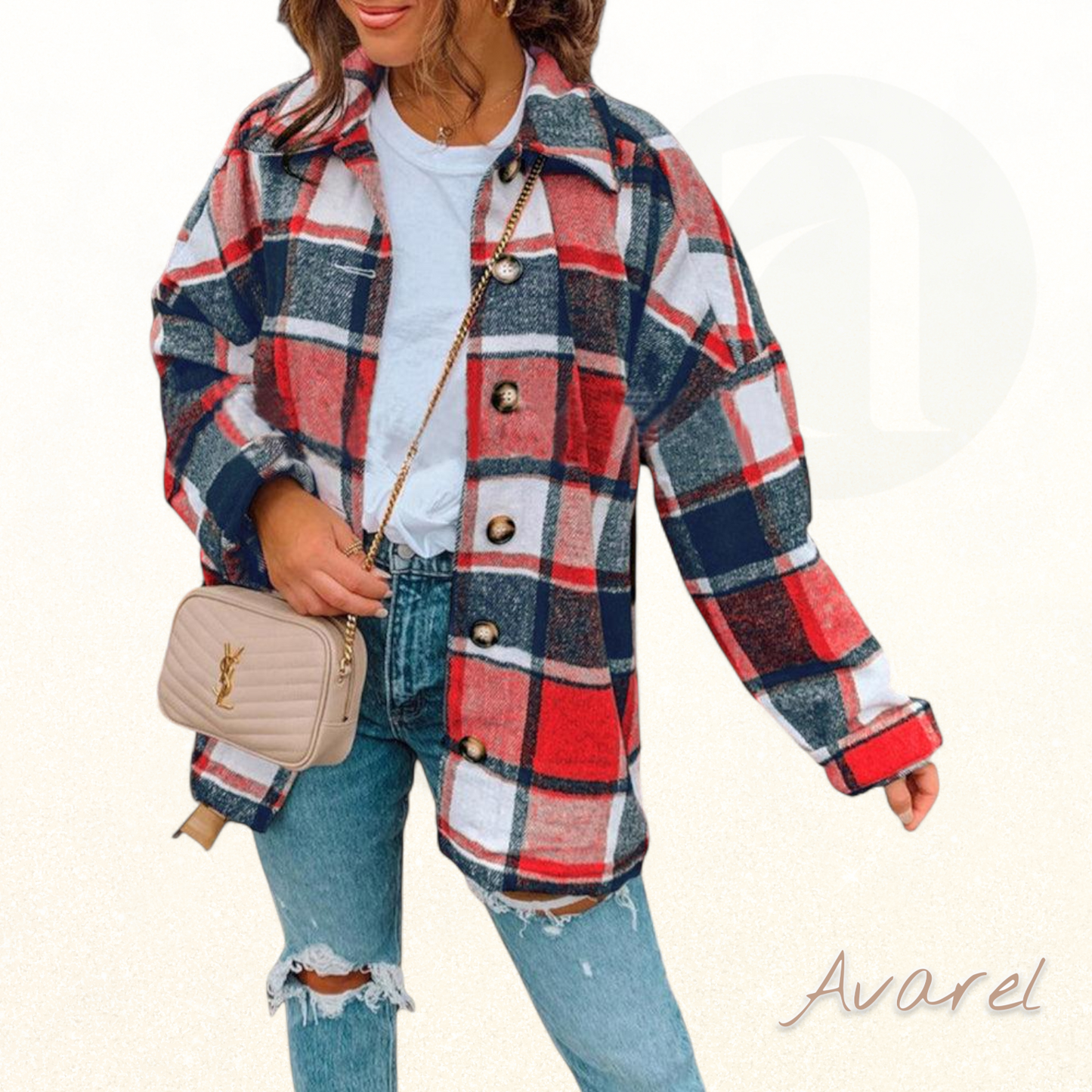 Chic Karomuster-Jacke mit Knopfleiste für en lässige Look